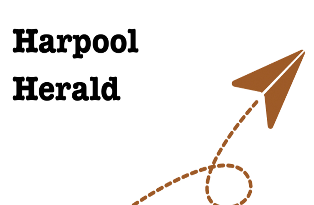 Harpool Herald text with arrow